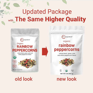 Micro Ingredients Organic Whole Rainbow Peppercorns, 2lbs - Premium Whole Peppercorns for Grinder Refill - Great for Seasonings, Meats & Vegetables - Additive Free, Non-GMO, Bulk Supply