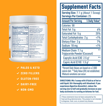 NativePath MCT Oil Powder, Keto C8 & C10, Unflavored, 25 Servings
