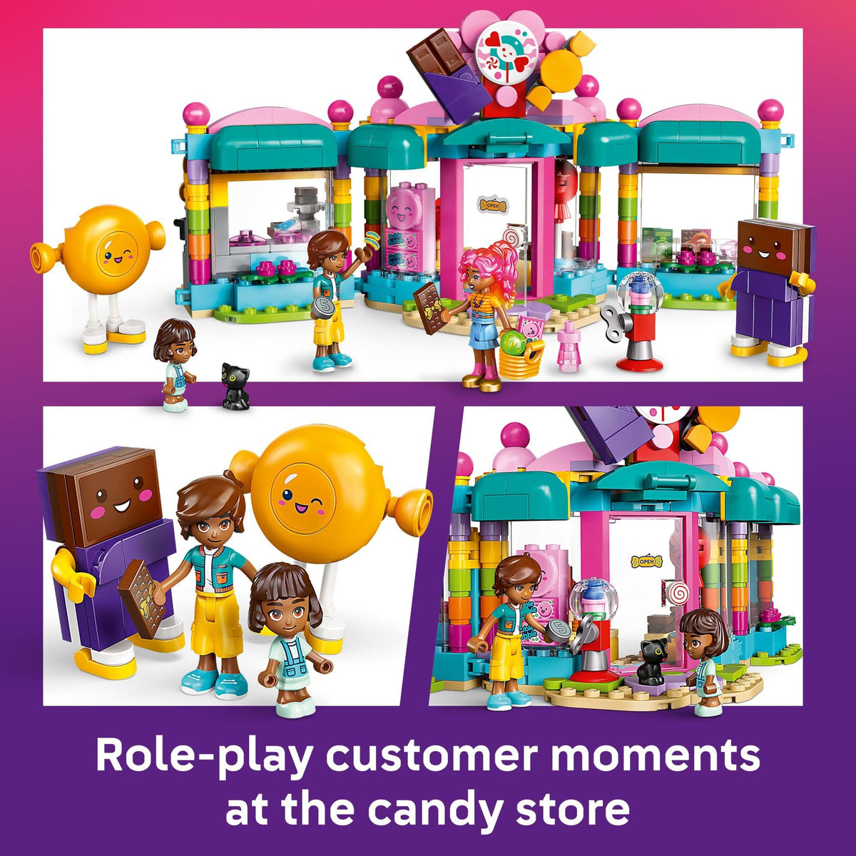 LEGO Friends Heartlake City Candy Store Building Toy - Pretend Playset for Kids, Girls & Boys, Ages 6+ - Gift for Birthdays - W/ 2 Minidolls, a Micro-Doll, and a Cat Figure - 42649