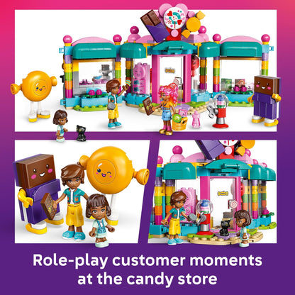 LEGO Friends Heartlake City Candy Store Building Toy - Pretend Playset for Kids, Girls & Boys, Ages 6+ - Gift for Birthdays - W/ 2 Minidolls, a Micro-Doll, and a Cat Figure - 42649