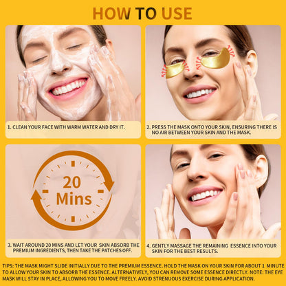 24K Gold Under Eye Patches (30 Pairs) - Luxury Collagen Eye Masks for Puffy Eyes, Dark Circles & Eye Bags Treatment