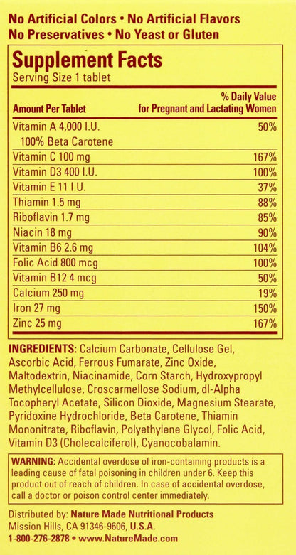 Nature Made Multi Prenatal Tabs, 90 ct (Packaging may vary)