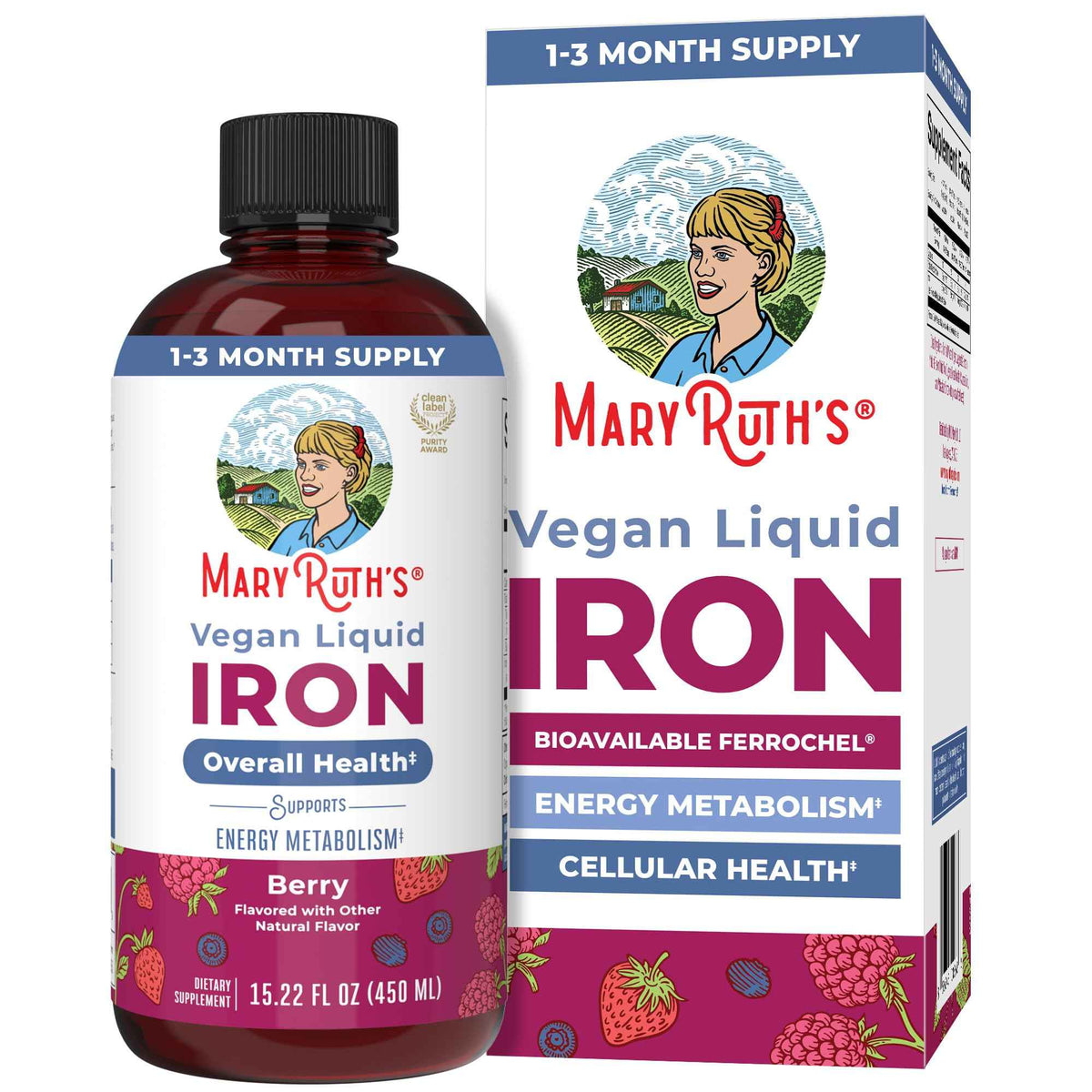 MaryRuth’s Liquid Iron - Iron Supplement for Women Men & Kids - Red Blood Cell Formation - Oxygen Support - Energy Metabolism - Ages 4 & Up - Sugar Free - Vegan - Non-GMO - Gluten Free - 15.22 Fl Oz
