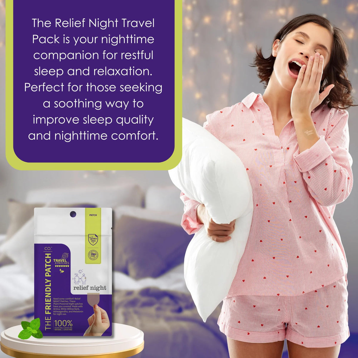 Relief Night Patch - 8 Pack Arnica, White Willow Bark, Melatonin, Ashwagandha for Soreness for Sleep Patches for Women and Men