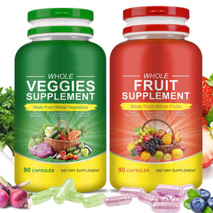 Fruits & Veggies Supplements - 2 Bottles 180 Total Vegetarian Capsules - BalanceNatural Vitamins Supplement Dietary Nutritional Balance,Lngredients Blended Vitamin & Mineral Whole Food Supplement