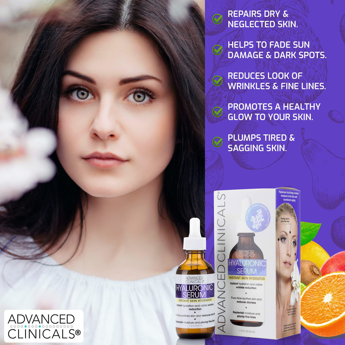 Advanced Clinicals Age-Defying Duo – Hyaluronic Acid + Collagen Peptide (52ml x 2)