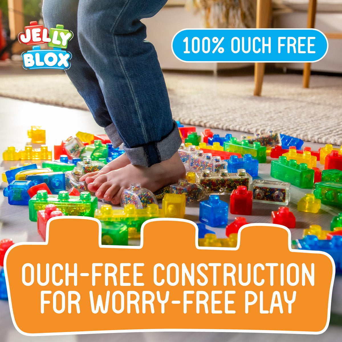 Jelly Blox Classic Castle Set | Includes 45 Pieces | Toddler & Preschool Building Blocks Kids Can Squeeze, Stretch, Squish | MESH ACCREDITED | Safety Tested & Ouch-Free | Sensory Play Toy for Ages 2+