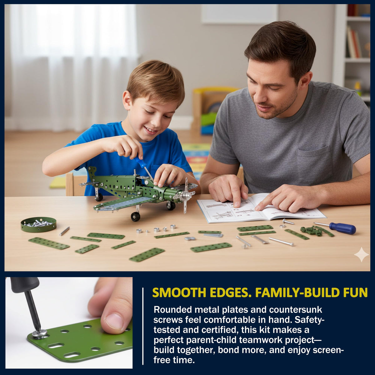 Metal Model Airplane Building Toys for Kids, DIY STEM Construction Kits