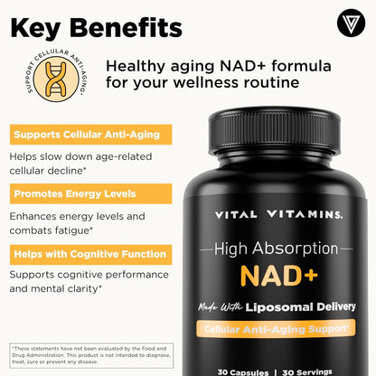 Vital Vitamins Men's Multivitamin Complex + NAD+ Supplement