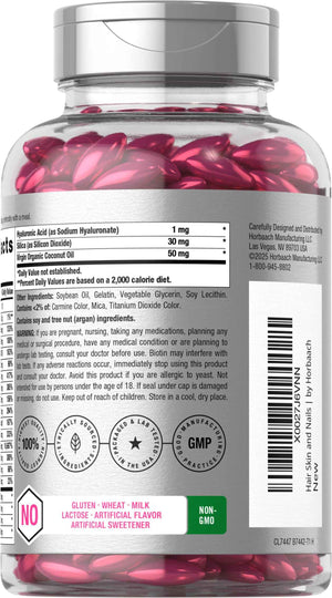 Horbäach Hair Skin and Nails Vitamins - 300 Softgels - with Biotin and Collagen - Infused with Argan Oil and Coconut Oil