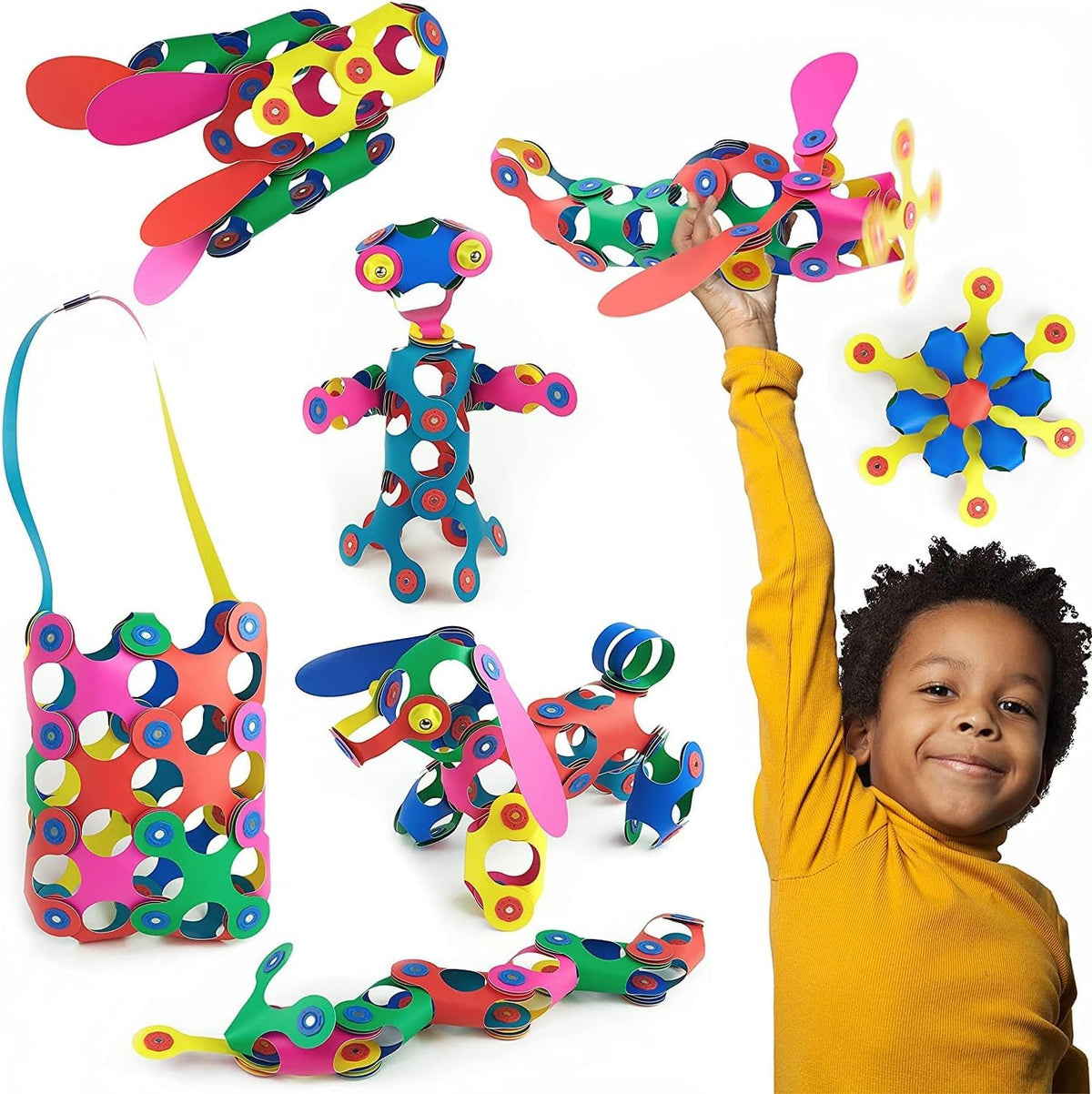Clixo Rainbow 42 Piece Pack. Flexible Imagination Boosting Magnetic Building Toy. Modular Designs for Hours of STEM Play. Kids Basket Stuffer Gift. Multi-Sensory Magnet Toy, Travel Friendly. Ages 4-99