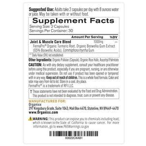 Organixx Joint & Muscle Care Organic Turmeric Supplement, 3-in-1 Frankincense, Turmeric and Myrrh Joint Health & Joint Support Supplement Body Care Capsules, Supports Swelling, Tension, 60 Capsules