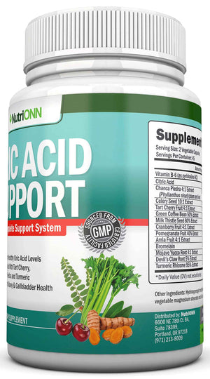 Uric Acid Flush - Herbal Uric Acid Cleanse Supplement - With Tart Cherry, Celery Seed Extract, Chanca Piedra, Devil’s Claw & Green Coffee Bean - Vegan