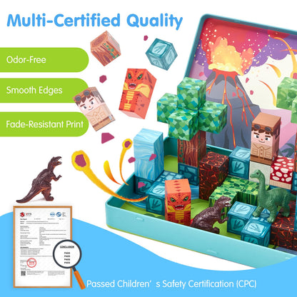 hahaland Mini Magnetic Blocks Travel Set with Magnetic Case for Kids 3-5