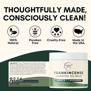 Brookethorne Naturals Frankincense Balm | Frankincense Essential Oil Balm for Skin Hydration | Soothing Muscle & Joint Support | Boswellia Extract, Arnica Montana, Castor Oil & Lavender 2oz Brookethorne NaturalsBuy Supplements Australia