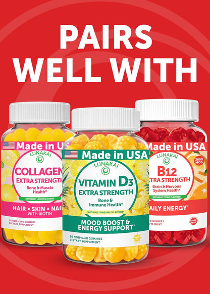 Lunakai USA Made CoQ10 Gummies for Adults - 200mg High Potency Coenzyme Q10 Supplement for Daily Heart, Energy & Antioxidant Support for Women & Men, Non-GMO, 60ct