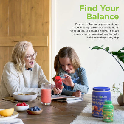 Balance of Nature Fruits & Veggies Supplements - Whole Fruit and Vegetable Ingredients for Women, Men, and Kids - 90 Fruits Capsules, 90 Veggies Capsules - 2 Sets
