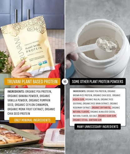 Truvani Organic Plant Based Protein Powder - Strawberry - 10 Servings - Vegan - 20g Pea Protein - Single Serving Travel Packets - Keto - Gluten & Dairy Free - Low Carb