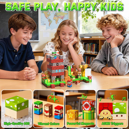SSAWER Magnetic Blocks, 100PCS Magnetic Building Blocks, Stacking Magnetic for Kids, Sensory Toy for STEM Constructions Magnetic Blocks for Boys Girls Age 3+, Holiday Birthday Gifts