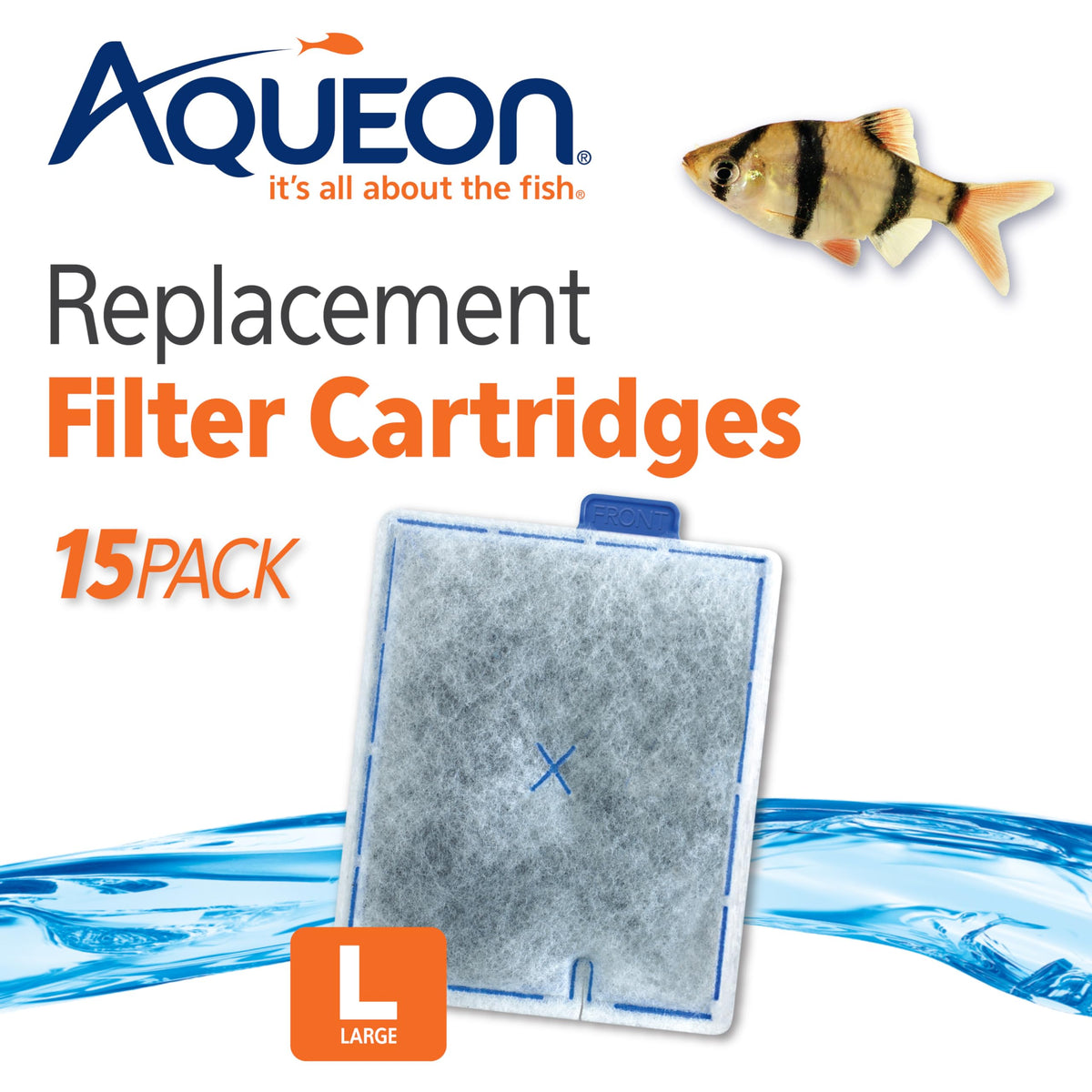 Aqueon Aquarium Fish Tank Replacement Filter Cartridges, Large - 3 Pack - Fish tank filter cartridge with activated carbon, rinse-install tab, change every 4 weeks, fits canister filter 200-400