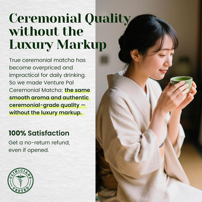 Ceremonial Grade Matcha Green Tea Powder, First Harvest, Shade Grown, 30g - 100% Pure Matcha Powder Ceremonial Grade, w/ No Additives, Unsweetened, Vegan, Gluten-Free, Smooth Flavor for Tea and Lattes