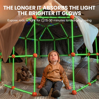 Tiny Land Glow Fort Building Kit for Kids Ages 4-12, STEM Building Toy
