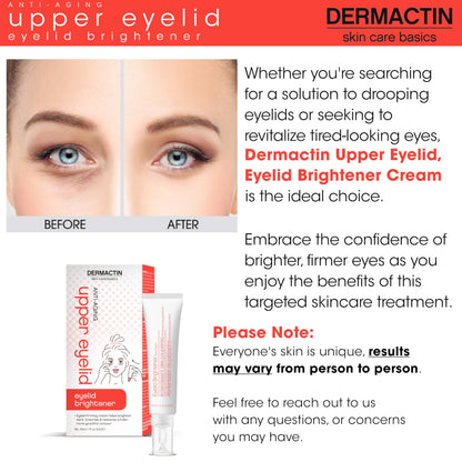 Dermactin Upper Eyelid Cream 1 oz – Firming & Toning Treatment for Sagging and Drooping Eyelids – Anti-Aging Eye Lift Cream for Sensitive Skin