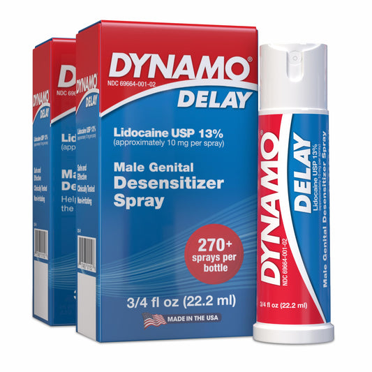 Dynamo Delay Desensitizing Spray for Men to Help You Last Longer in Bed - Reduces Oversensitivity, Prolong Climax for Him, Metered Dose, 0.75 Fl Oz (2 Pack)