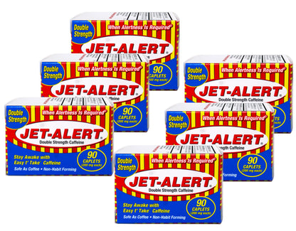 Jet Alert Double Strength Alertness Aid Caplets, 200mg-90 Ct Value Packs (6)