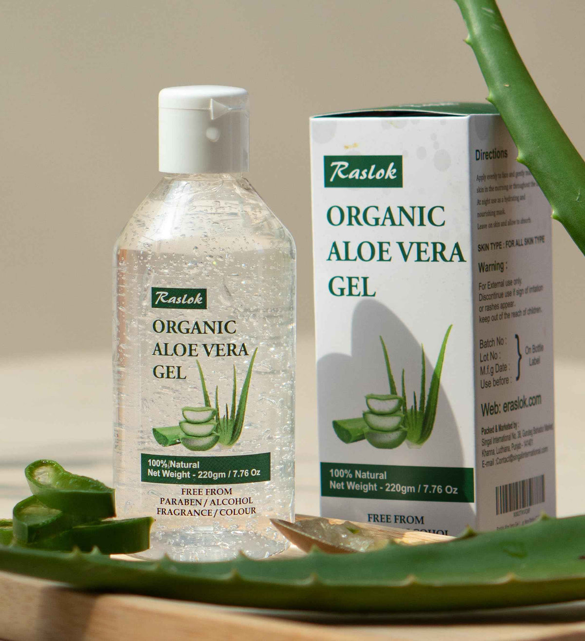 Raslok Aloe Vera Gel - 99% Pure Natural Aloe Gel For Moisturizing Face Skin & Hair Care,Durable Moisturizing Hydrating Soothing, Non-Sticky (7.7 OZ)