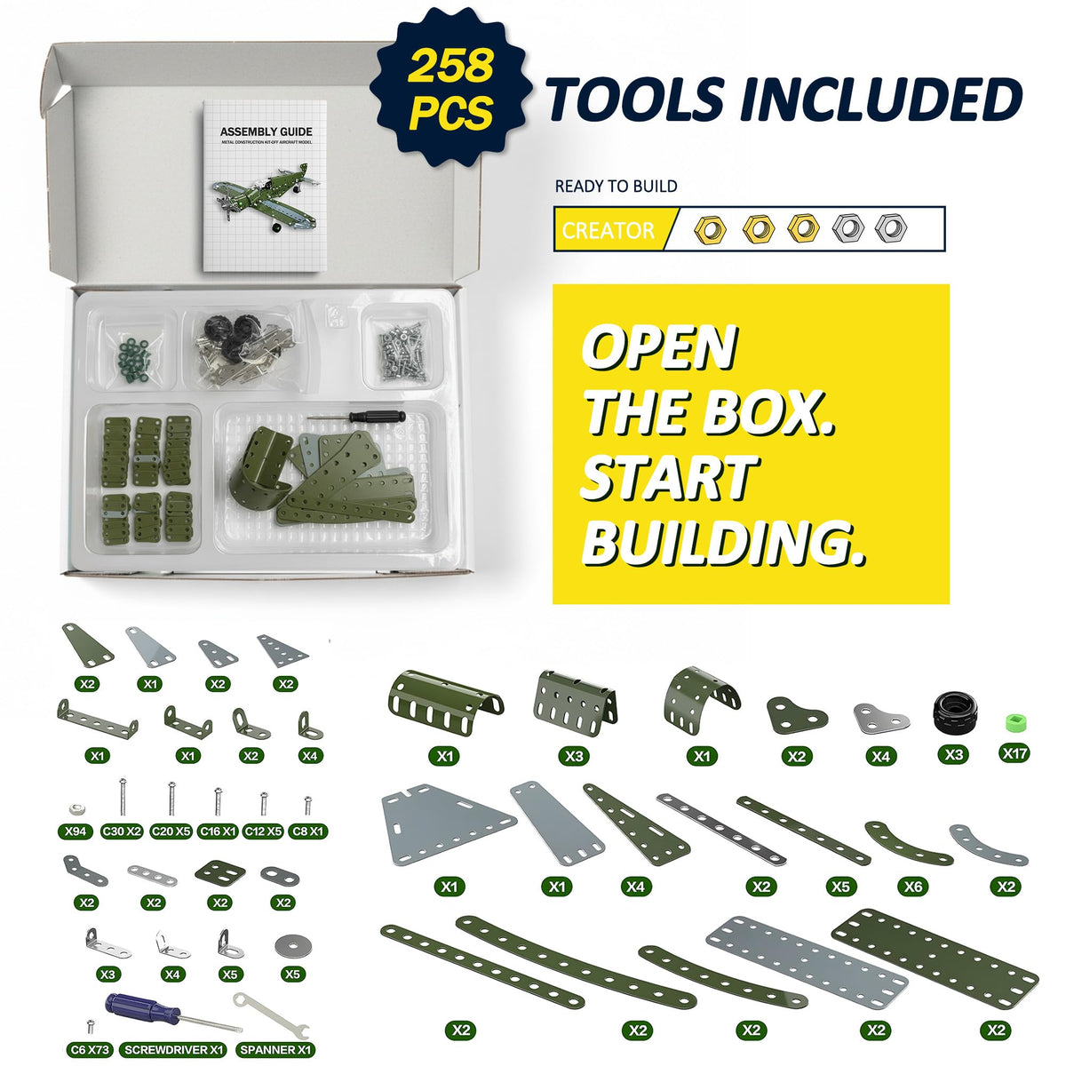 Metal Model Airplane Building Toys for Kids, DIY STEM Construction Kits