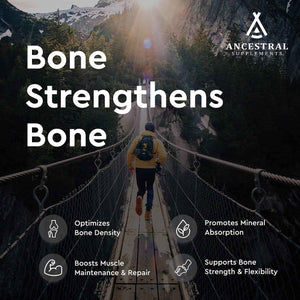 Ancestral Supplements Grass Fed Beef Living Bone Supplement, 180 Ct - Grassfed bone meal capsule supporting calcium and phosphorus absorption, bone, oral and joint health & flexibility.