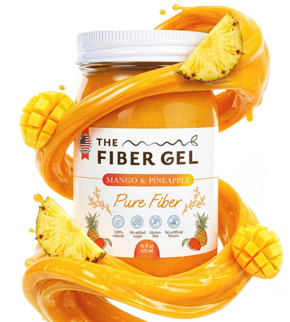 The Fiber Gel High Dietary Fiber Prebiotic Gel Formula — 100% Natural & Clean Label — Plant-Based Psyllium Husk & Inulin Complex — Keto Friendly, Vegan, No Added Sugar — Mango&Pineapple, 16 oz