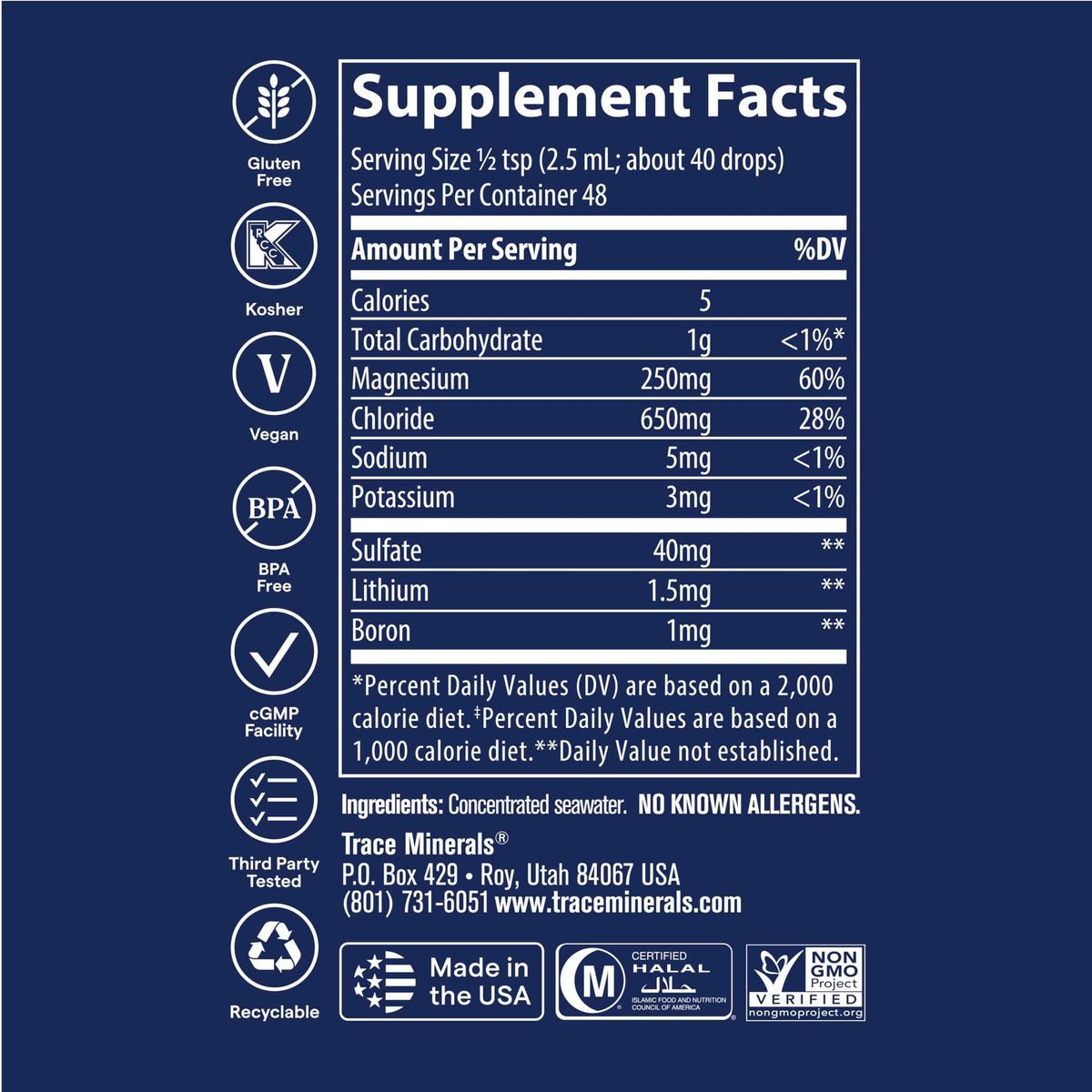 Trace Minerals ConcenTrace Trace Mineral Drops | Supports Energy, Digestion, Bone Health & Hydration, 70+ Ionic w/Magnesium, Chloride & Potassium