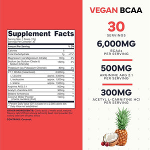Type Zero Ultra Clean Vegan BCAA Powder + Electrolytes Tropical Fruit Punch - 6g Per Serving, 2:1:1 Sugar-Free, No Sucralose, BCAAs Amino Acids Supplement, After Workout Drink, 30 Servings
