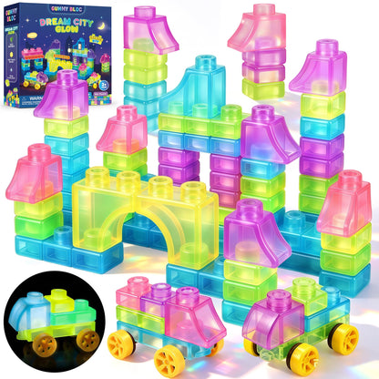 57PCS Soft Glow in The Dark Building Blocks for Toddlers, Dream City