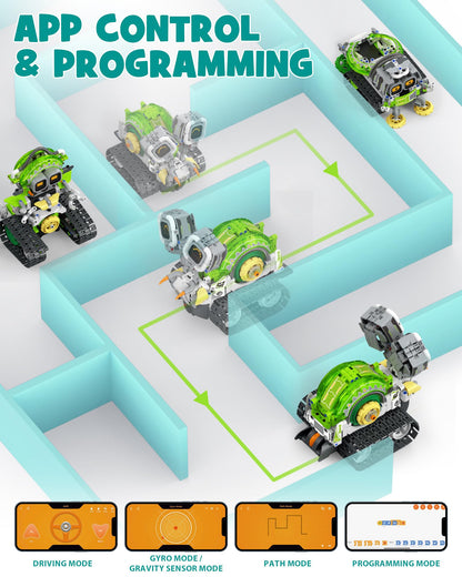 Opmind 5-in-1 STEM RC Robot Building kit, 478Pcs App Coding, Boys Age 6-12