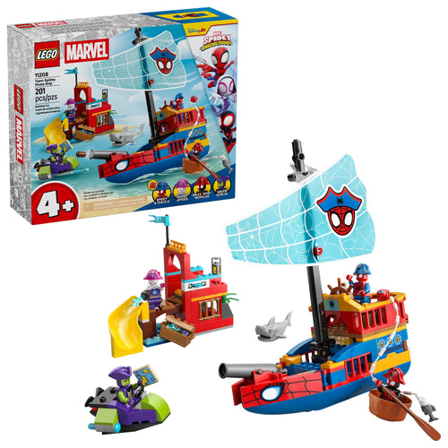 LEGO Marvel Spidey and His Amazing Friends Team Spidey Pirate Ship Building Toy for Kids - Super Hero Pretend Play Set for Preschool Boys & Girls, Ages 4+ - Gift Idea for Birthdays - 11208