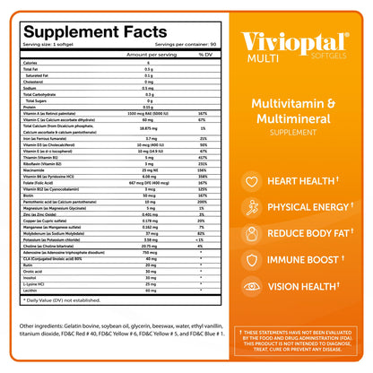 Vivioptal Multi, 90 Softgels, Multivitamin & Multimineral, Gluten Free, German Formula