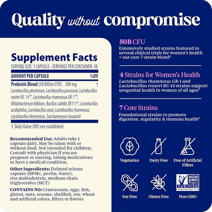 Enzymedica SubCulture Women's Probiotic, 50B CFU, Gut Support, 30 Caps - Helps Maintain Healthy Vaginal Flora & Urinary Tract Balance