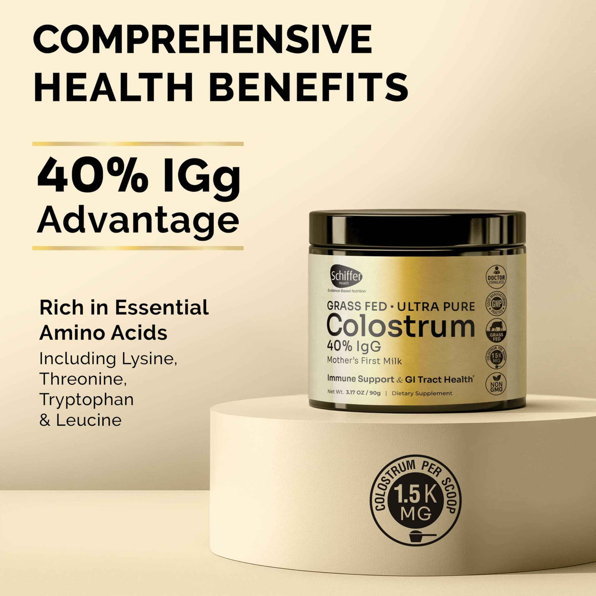 Premium Colostrum Supplement Highest IgG for Gut Health, Immune Support & Recovery Superfood, Anti-Age - Pure Grass-Fed Bovine Colostrum Powder