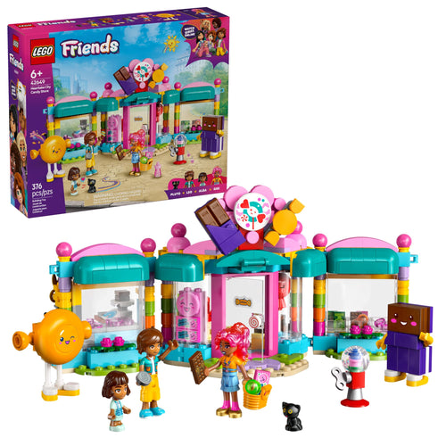 LEGO Friends Heartlake City Candy Store Building Toy - Pretend Playset for Kids, Girls & Boys, Ages 6+ - Gift for Birthdays - W/ 2 Minidolls, a Micro-Doll, and a Cat Figure - 42649