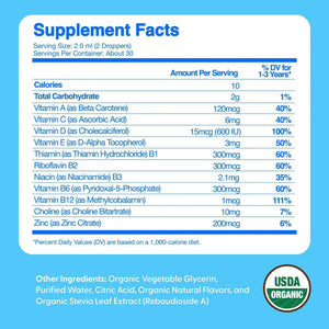 Feel Great Vitamins Organic Multivitamin Liquid Drops for Toddlers & Kids | Daily Essential Nutrients for Healthy Growth | The Feel Great Vitamin Company
