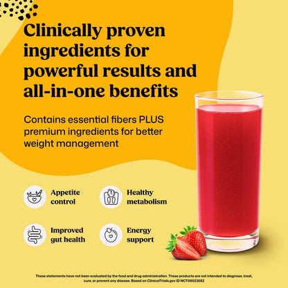 ColonBroom Premium Weight Management Supplement (Strawberry, 30 Servings) - Colon Broom Psyllium Husk Fiber Powder Drink - Gluten Free, Non-GMO Colon Cleanse for Bloating Relief & Gut Health