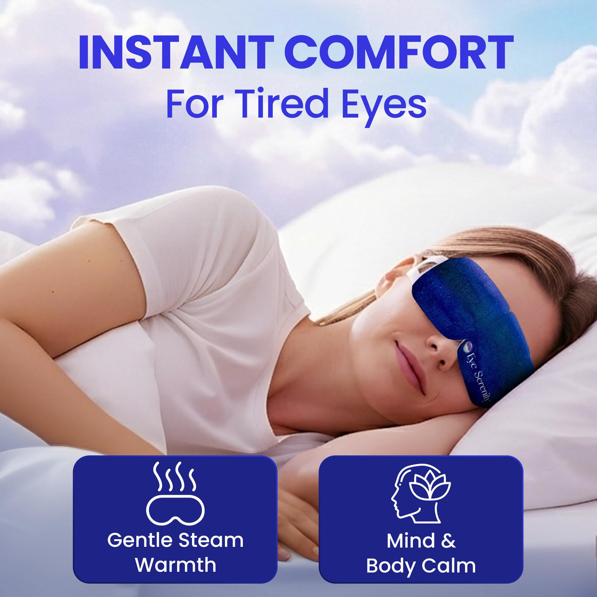 Eye Serenity Steam Eye Mask - Self-Heating Warm Compress for Dry Eye Relief - Unscented Disposable Eye Mask for Travel & Sleep (30 Pack)