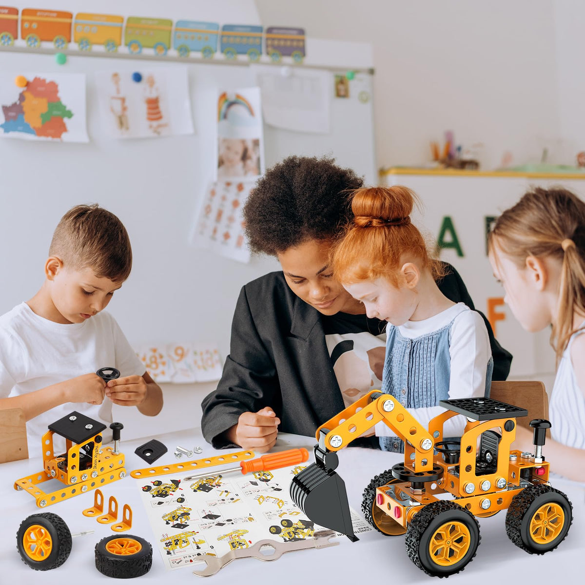 Jixin Xyzhi Construction Kits Stem Metal 3D Puzzle Machine Vehicle Model Car Construction Set Toy Parent-Child Interaction Play Sets Gifts for Children Age 4-16 Years