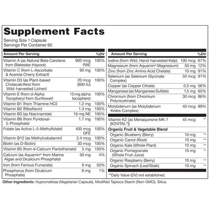 NATURELO One Daily Multivitamin for Women w/Vitamin B12, 60 Ct, Energy Support, Whole Food Daily Women Multivitamin Supplement, Nourish Hair/Skin/Nail, Non-GMO, No Soy, Gluten Free, 2 Month Supply