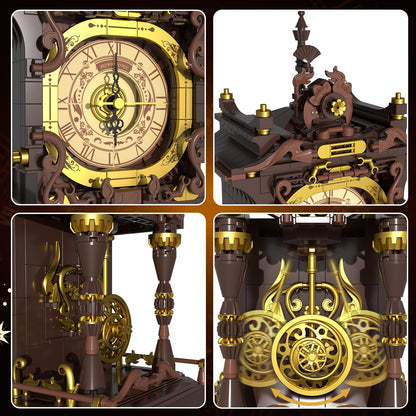 SHAREHB Vintage Swing Clock Building Blocks Set with Working Pendulum