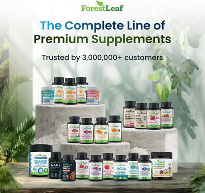ForestLeaf Hyaluronic Acid Supplements - 100mg High Bioavailable Dietary Hyaluronic Acid Powder Capsules + 50mg VIT C - Supports Skin Hydration, Joint Lubrication, Anti-Aging, Hair & Nails - 120 Caps