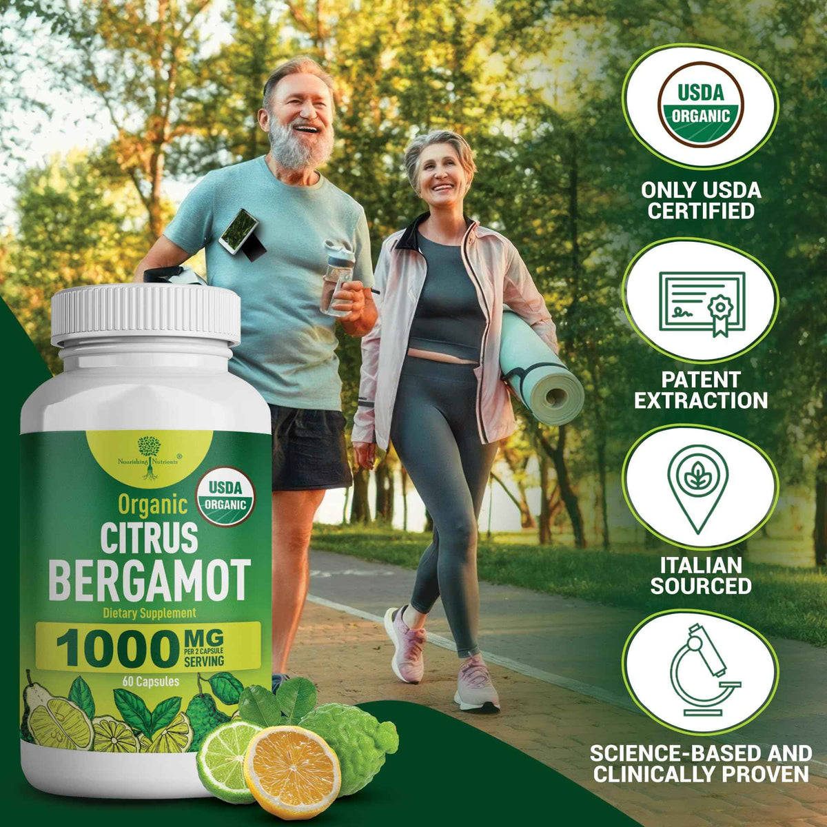 Organic Citrus Bergamot Supplement - Only USDA, Cardiologist Formulated with 200+ Scientific Studies -1000mg - Patented Extract, Heart, Cholesterol